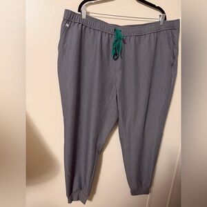 FIGS Men's Gray Jogger Pants with Green Drawstring